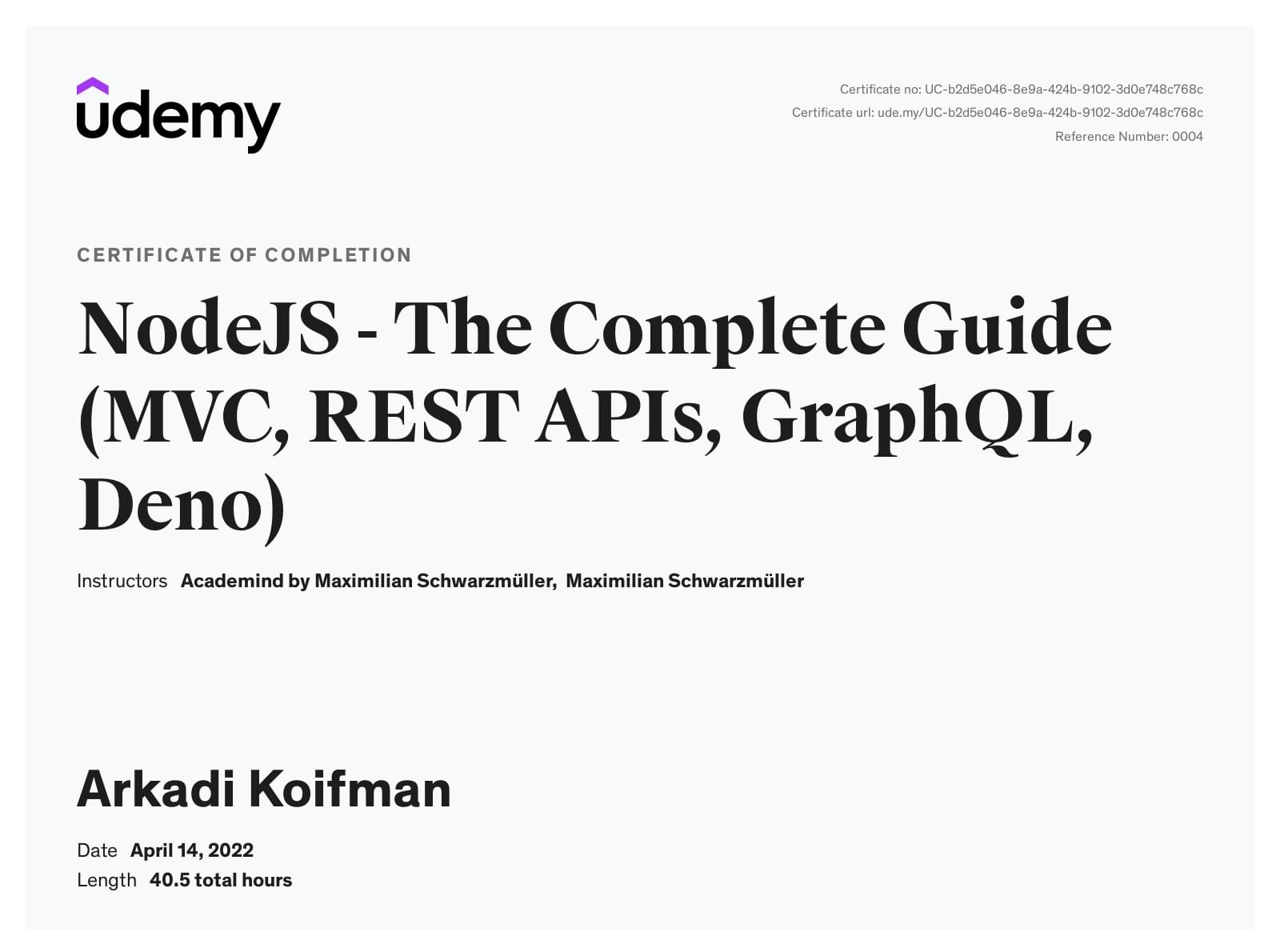 NodeJs - The Complete Guide (MVC, REST APIs, GraphQL, Deno)
